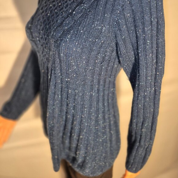 HANNAH Acrylic sweater, Turquoise with white specks in size LG. - Picture 5 of 16